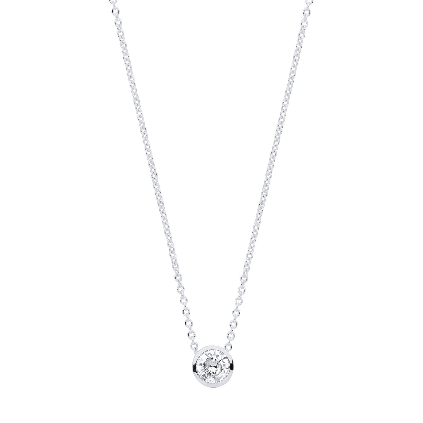 18ct White Gold 0.25ctw G-si Rubover Diamond Pendant (18in/45cm) Chain
