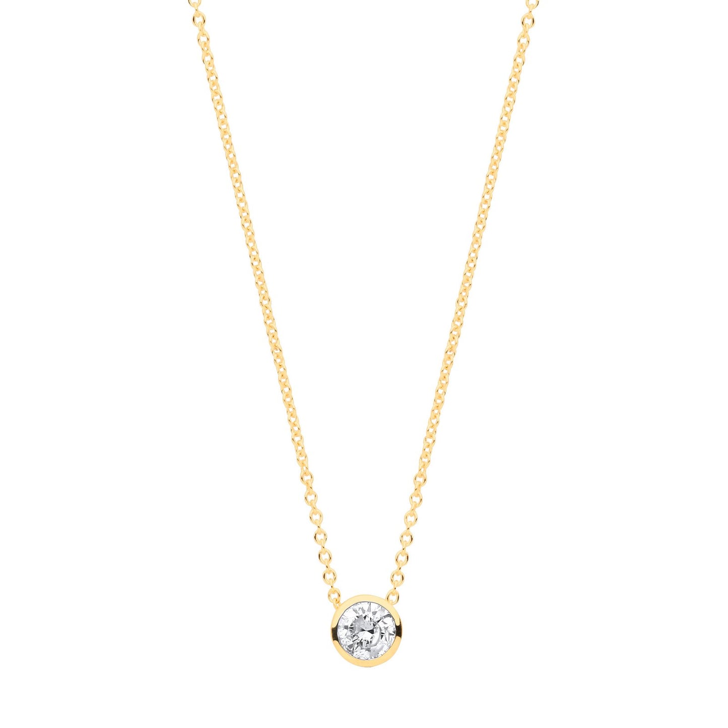 18ct Yellow Gold 0.25ctw G-si Rubover Diamond Pendant (18in/45cm) Chain