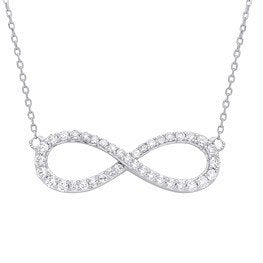 9ct White Gold 0.47ctw Goldsi Infinity Pendant (18in/45cm) Chain - Fine Necklace - Certified – Luxury Jewellery by Imp