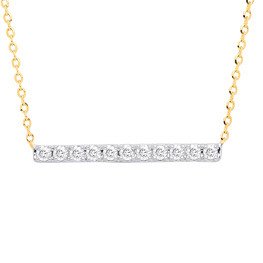 9ct Yellow Gold 0.20ct Diamond Bar Necklace (Chain 17") - Fine Necklace - Certified Authentic – Luxury Jewellery by Im