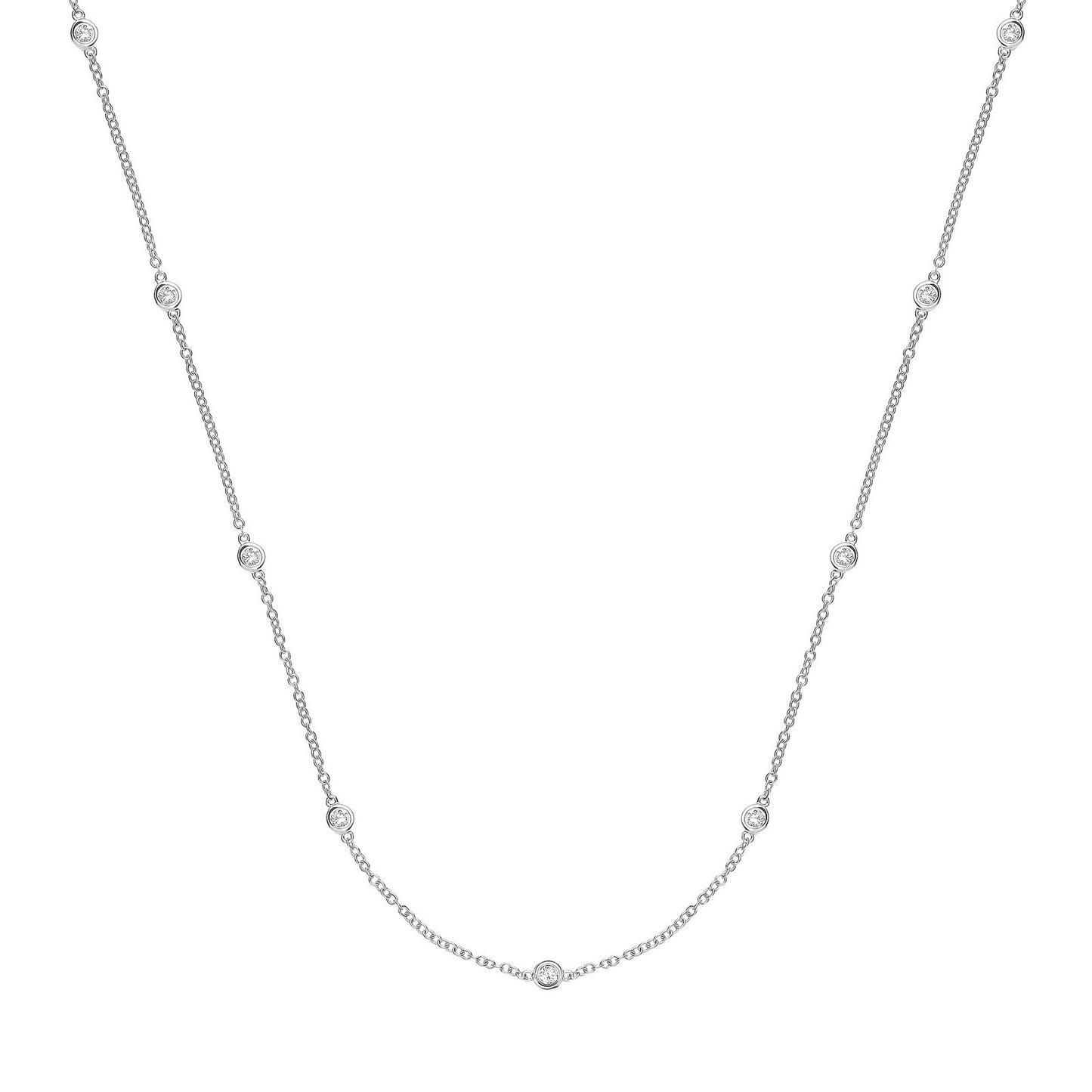 9ct White Gold 0.50ct Diamond by the Yard Necklace (18in/45cm) - Fine Necklace - Certified Au – Luxury Jewellery by Im
