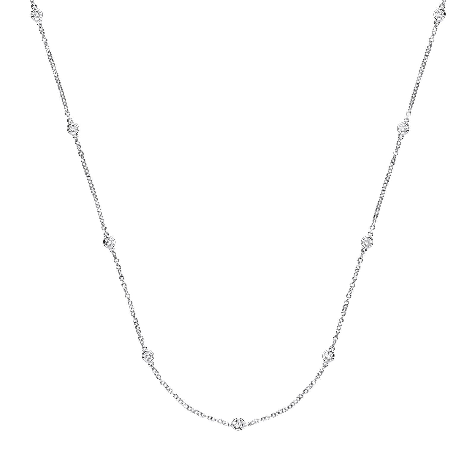 9ct White Gold 0.50ct Diamond by the Yard Necklace (18in/45cm) - Fine Necklace - Certified Au – Luxury Jewellery by Im