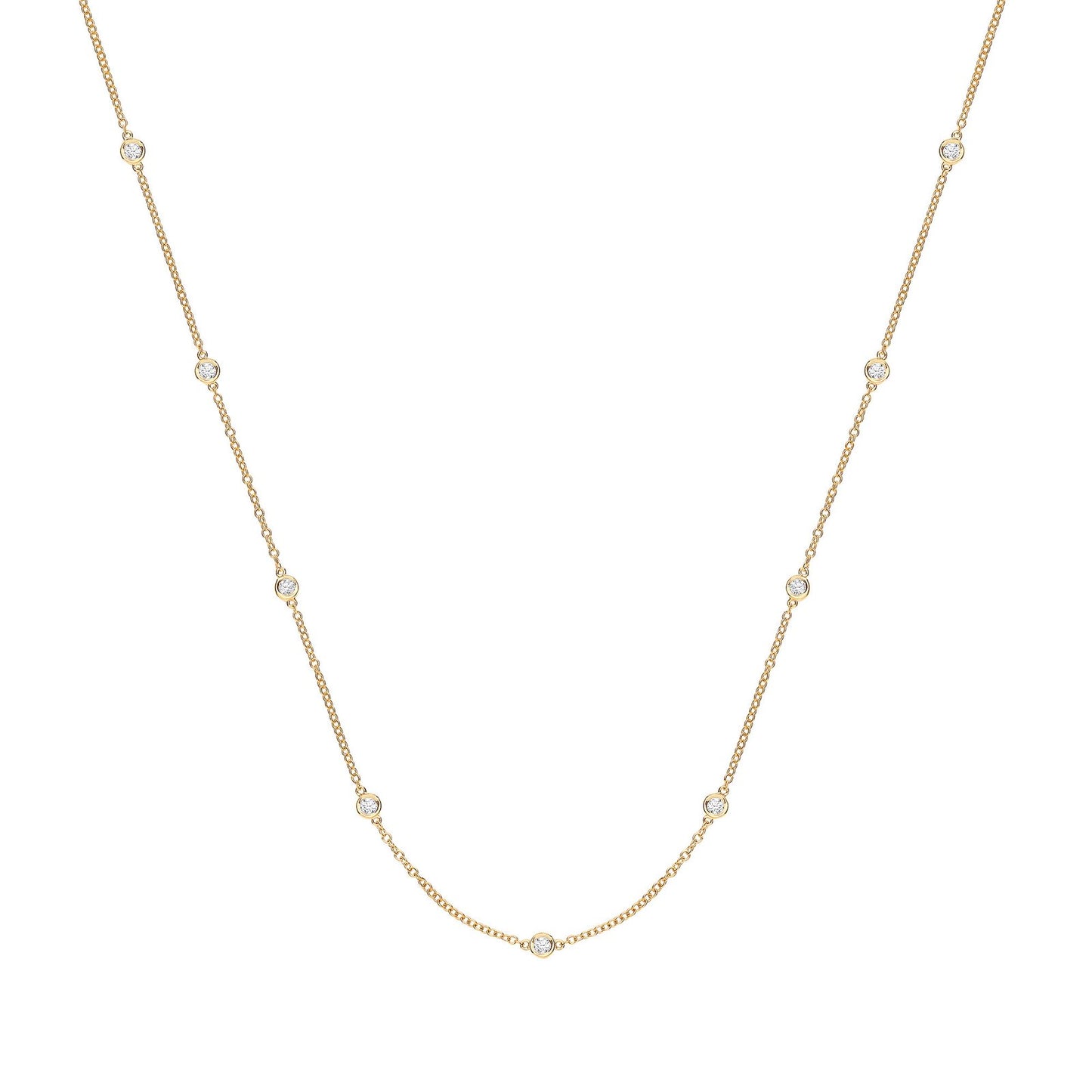 9ct Yellow Gold 0.50ct Rubover Diamond Chain (18in/45cm) - Fine Necklace - Certified Authenti – Luxury Jewellery by Im