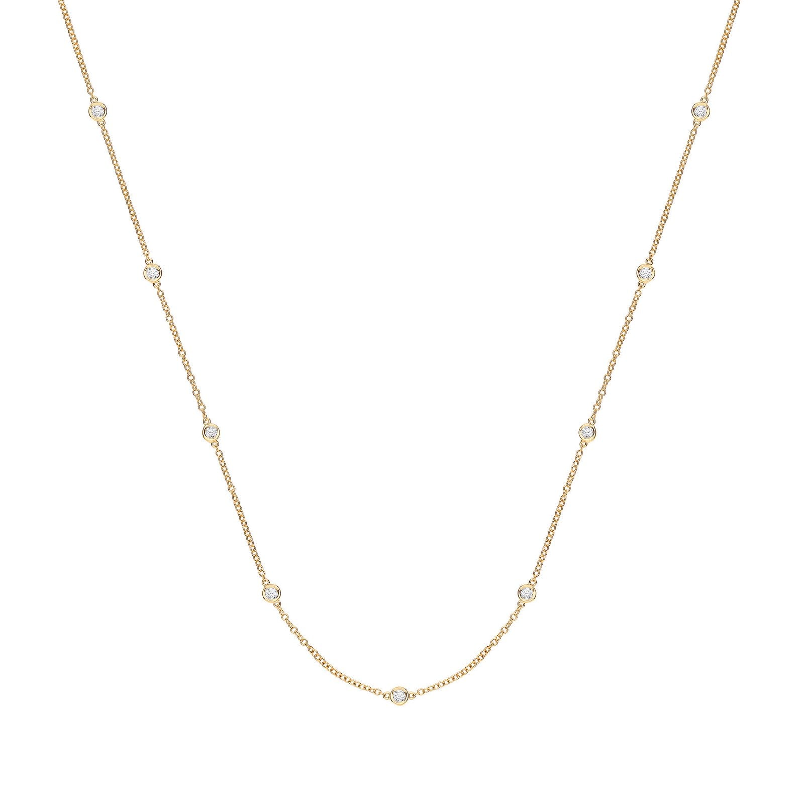 9ct Yellow Gold 0.50ct Rubover Diamond Chain (18in/45cm) - Fine Necklace - Certified Authenti – Luxury Jewellery by Im