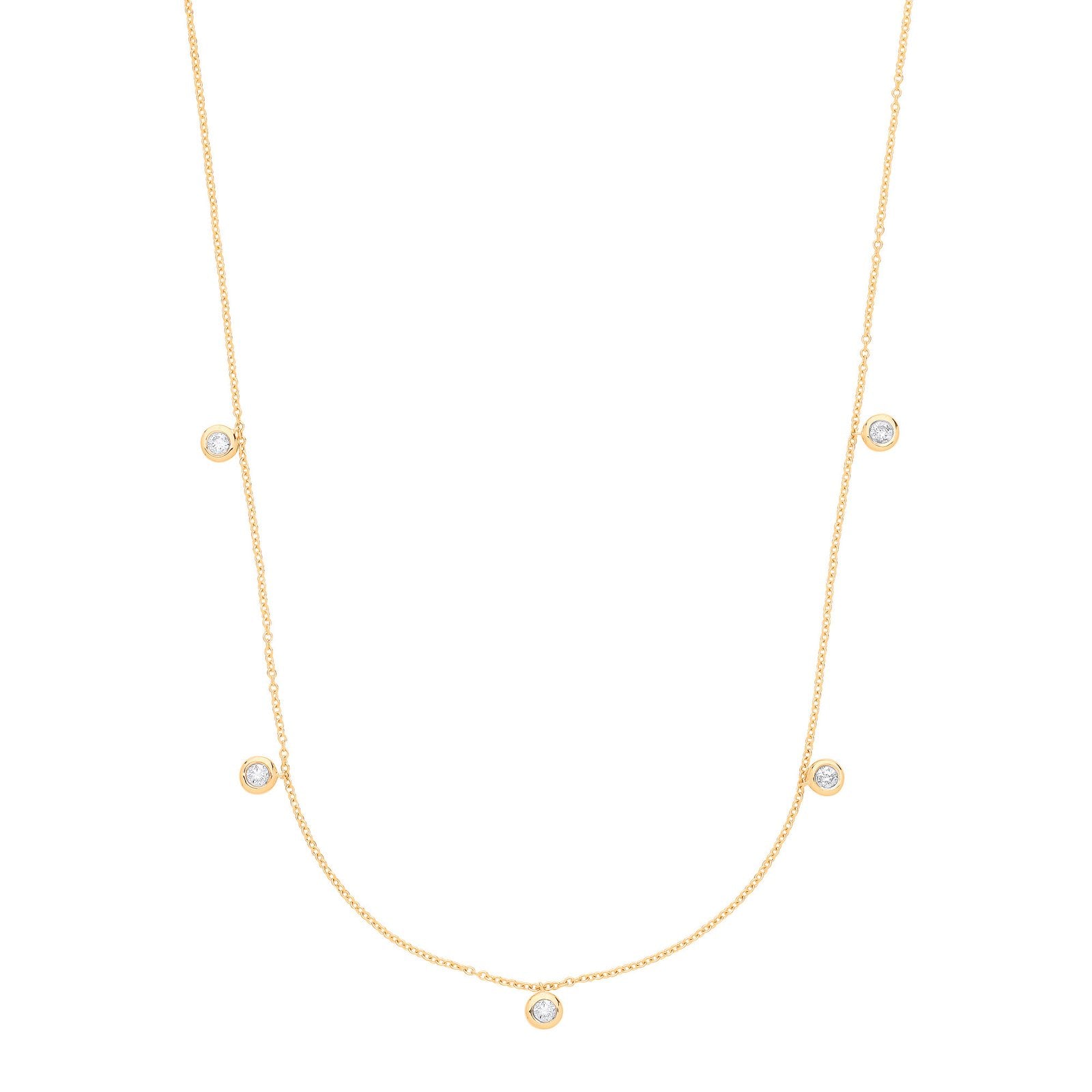 9ct Yellow Gold Rub-Over 0.25ctw Diamond (18in/45cm) Chain - Fine Necklace - Certified Authen – Luxury Jewellery by Im