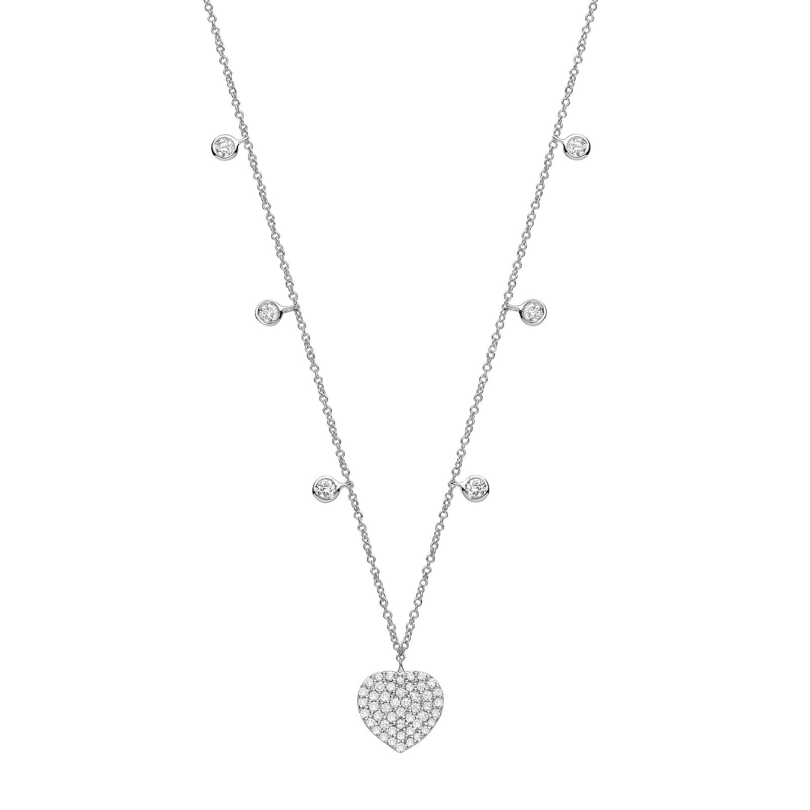 9ct White Gold 0.45ctw Heart Necklace - Fine Necklace - Certified Authentic - Swiss Made – Luxury Jewellery by Imperia