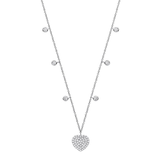 9ct White Gold 0.45ctw Heart Necklace - Fine Necklace - Certified Authentic - Swiss Made – Luxury Jewellery by Imperia