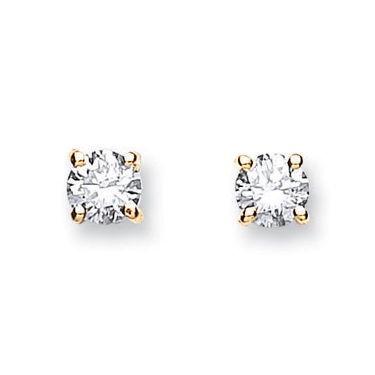 18ct Yellow Gold 0.50ct Claw Set Diamond Stud Earrings