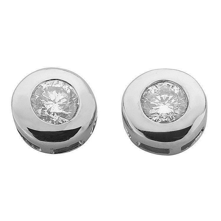 9ct White Gold 0.20ct Rubover Set Diamond Stud Earrings