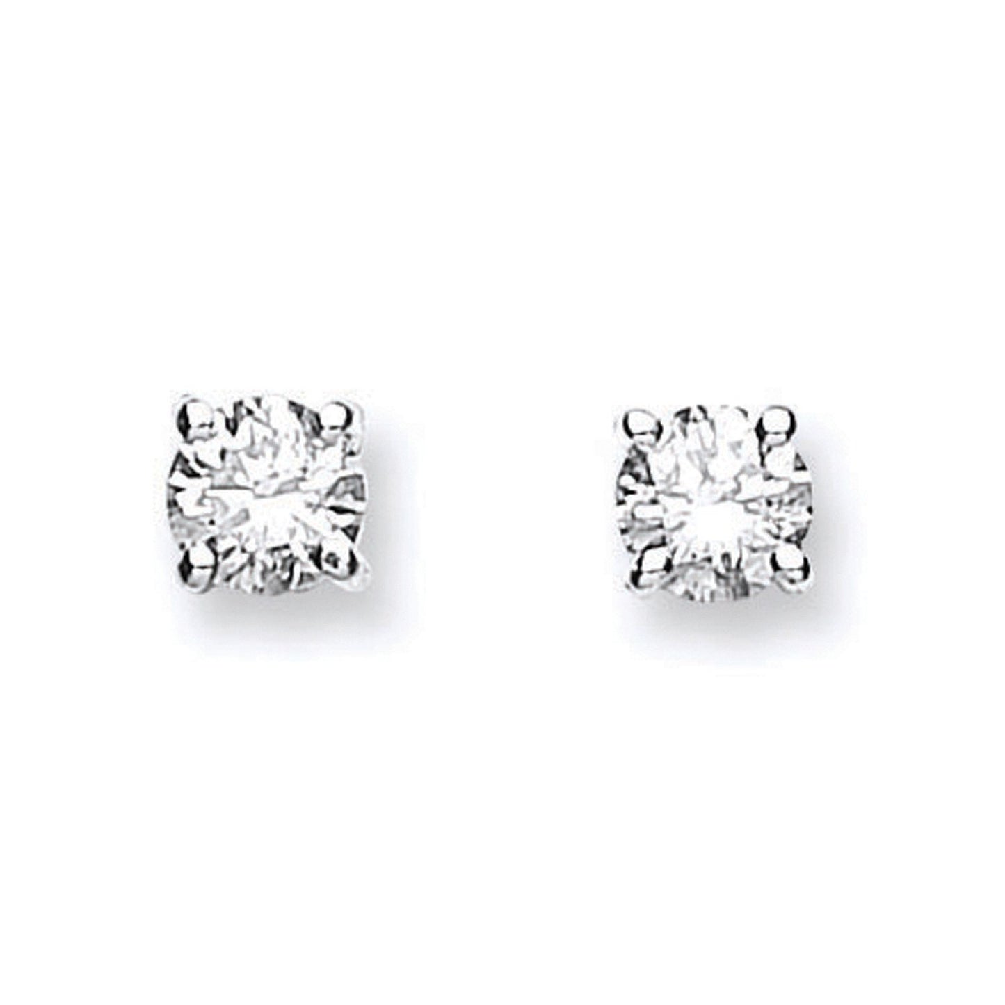 18ct White Gold 0.50ct Claw Set Diamond Stud Earrings