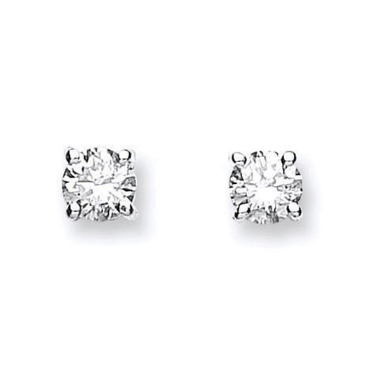 18ct White Gold 0.50ct Claw Set Diamond Stud Earrings