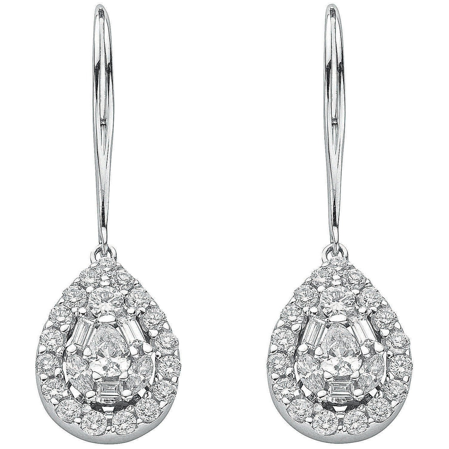 18ct White Gold 1.70ct Diamond Drop Earrings