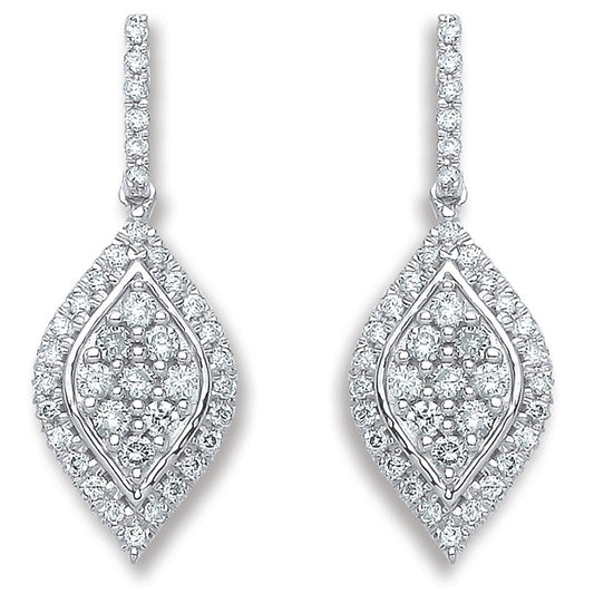 18ct White Gold 0.50ct Diamond Drop Earrings