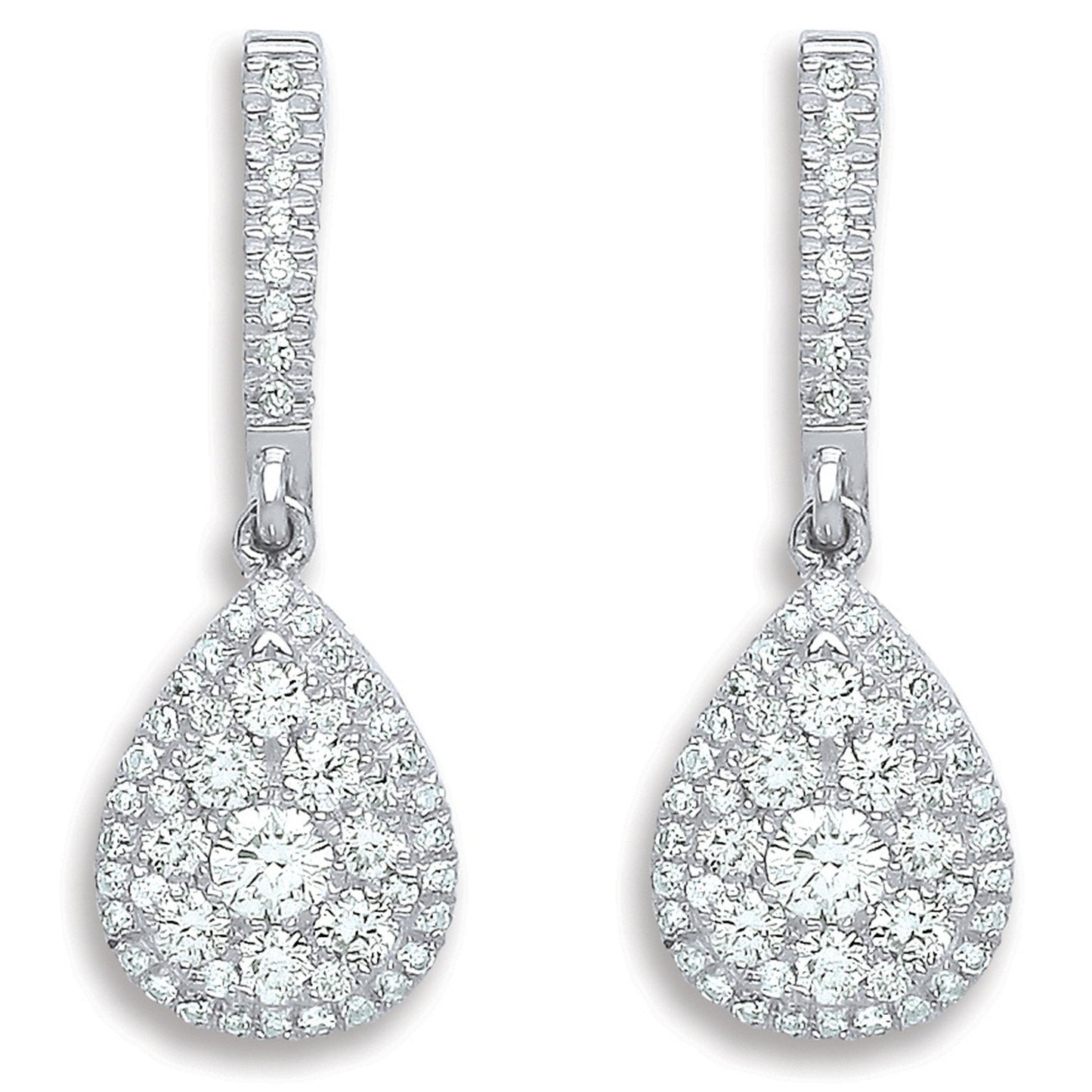 18ct White Gold 0.75ct Diamond Drop Earrings