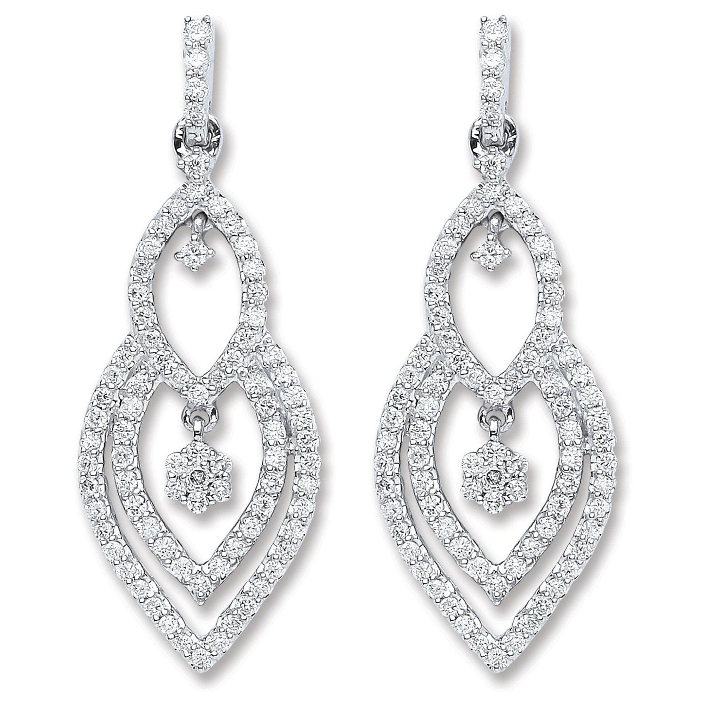 18ct White Gold 0.75ct Dia Drop Earrings