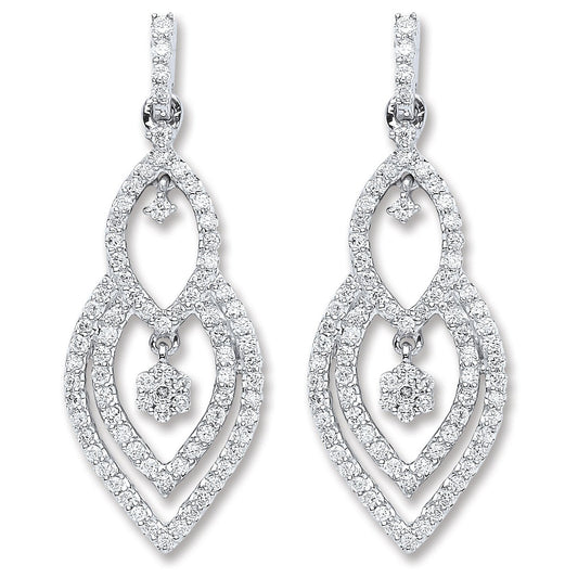 18ct White Gold 0.75ct Dia Drop Earrings