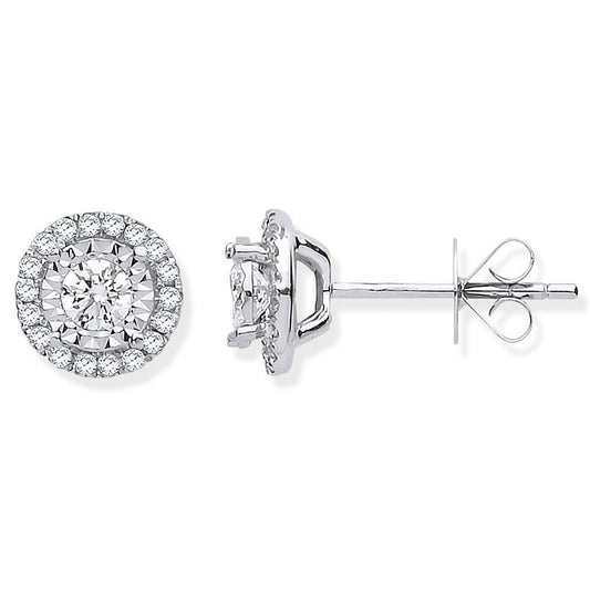 18ct White Gold Halo 0.50ctw Diamond Studs