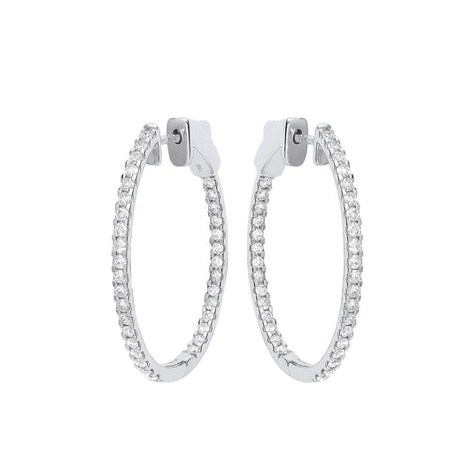 18ct White Gold 1.27ctw Diamond Set Inside & Outside Oval Hoops