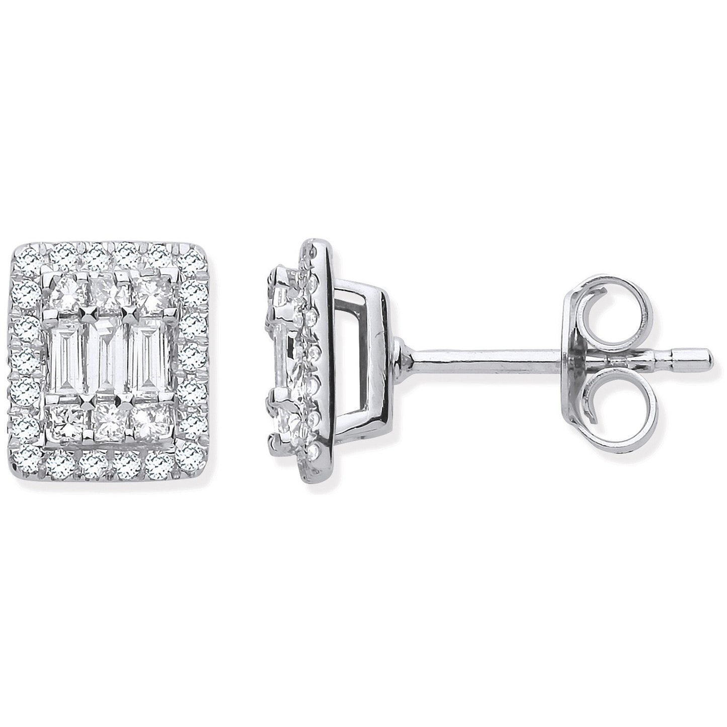 18ct White Gold Rectangular Studs Set With 0.50ctw Diamonds