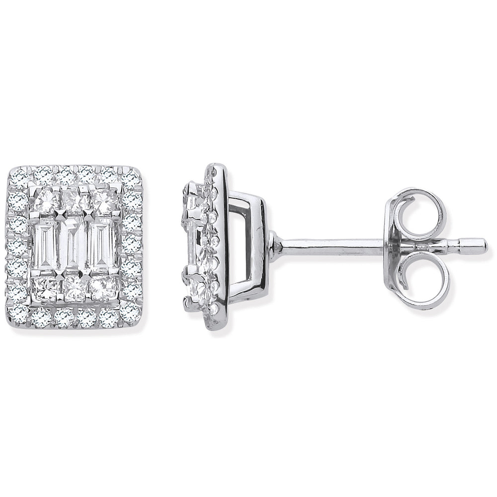 18ct White Gold Rectangular Studs Set with 0.50ctw Diamonds – product view