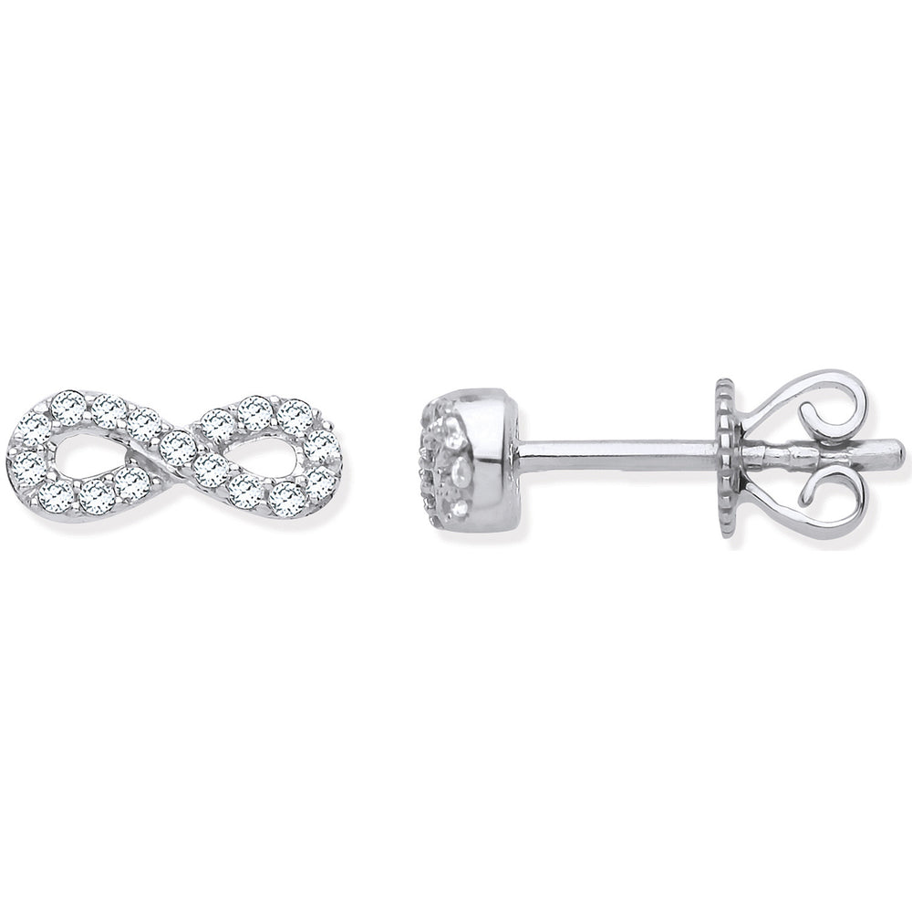 9ct White Gold Infinity 0.15ctw Diamond Studs – product view