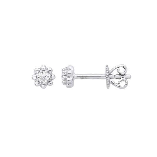 9ct White Gold 0.13ct Diamond Stud Earring - Fine Ring - Certified Authentic - Swiss Made – Luxury Jewellery by Imperi