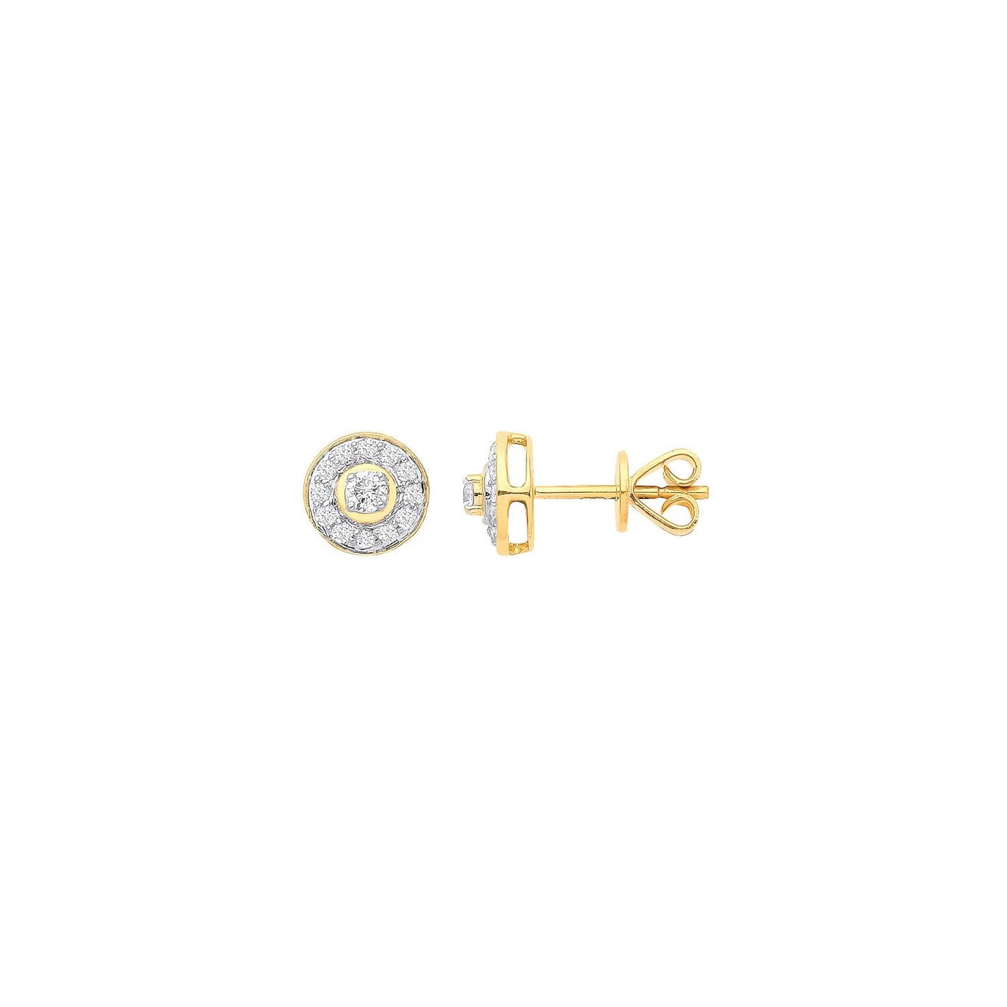 18ct Yellow Gold Halo 0.24ctw Diamond Studs
