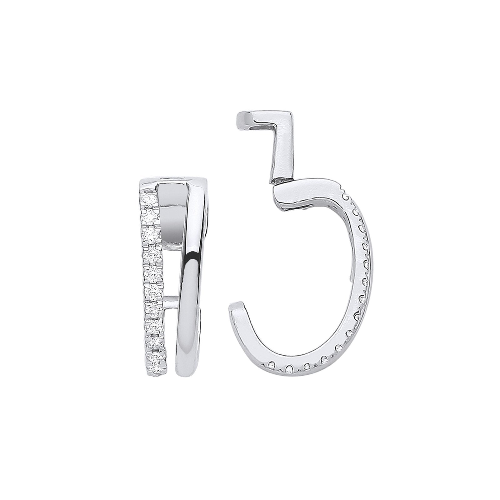 9ct White Gold 0.08ct Single Cuff Earring - Fine Ring - Certified Authentic - Swiss Made – Luxury Jewellery by Imperia