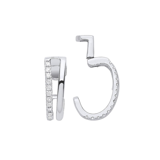 9ct White Gold 0.08ct Single Cuff Earring - Fine Ring - Certified Authentic - Swiss Made – Luxury Jewellery by Imperia