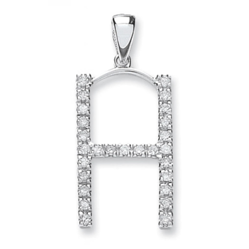 9ct White Gold 0.20ct Diamond H Initial