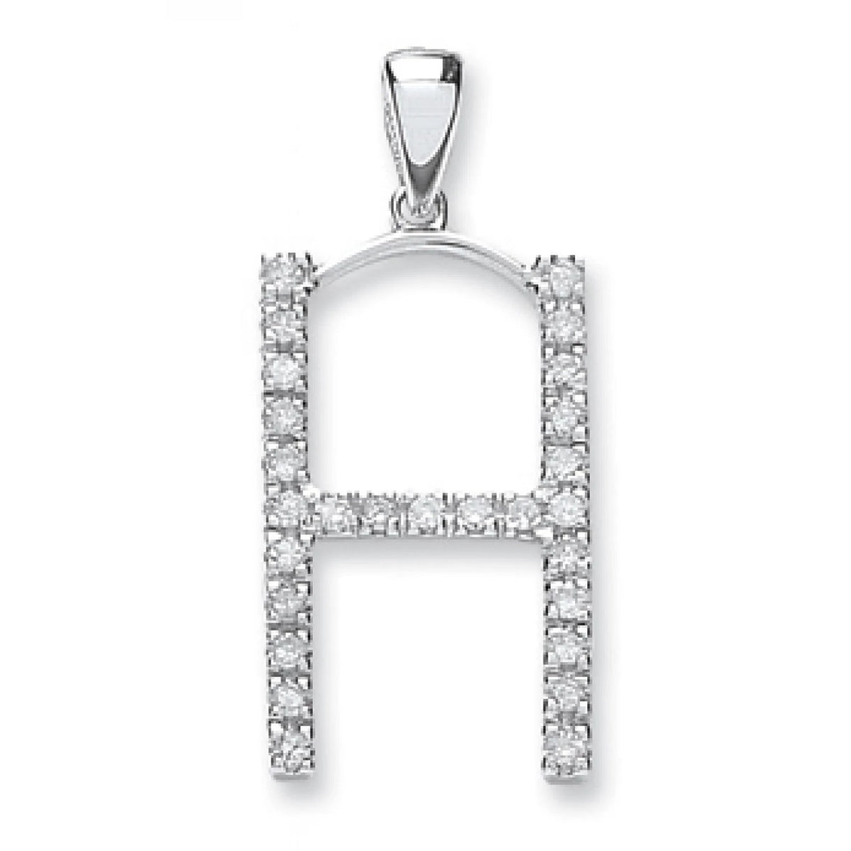 9ct White Gold 0.20ct Diamond H Initial
