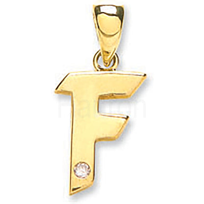 9ct Yellow Gold 0.01ct Diamond F Initial