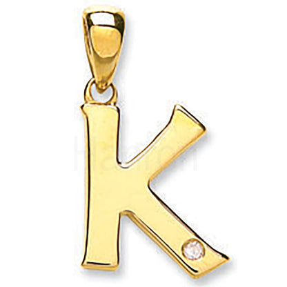 9ct Yellow Gold 0.01ct Diamond K Initial