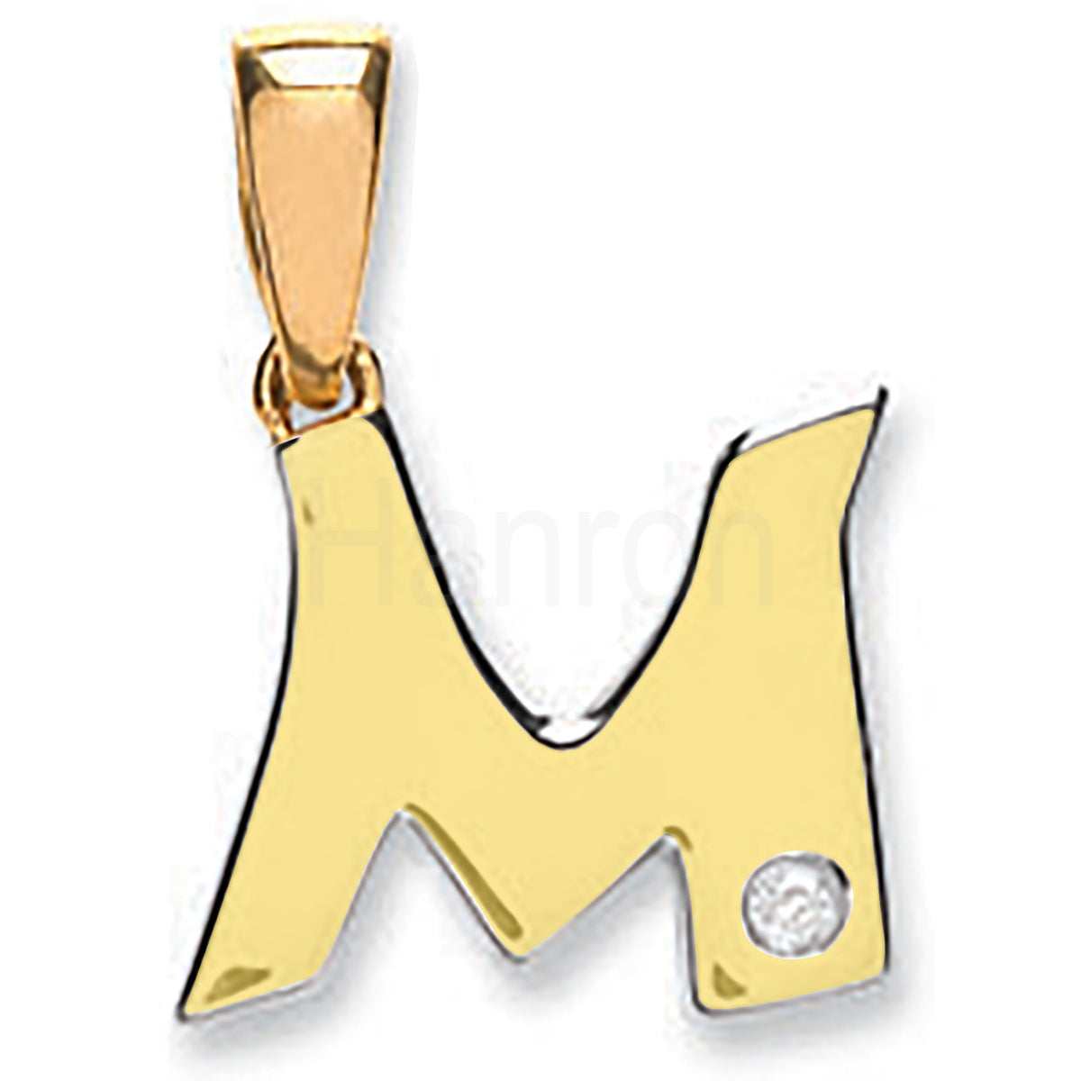 9ct Yellow Gold 0.01ct Diamond M Initial