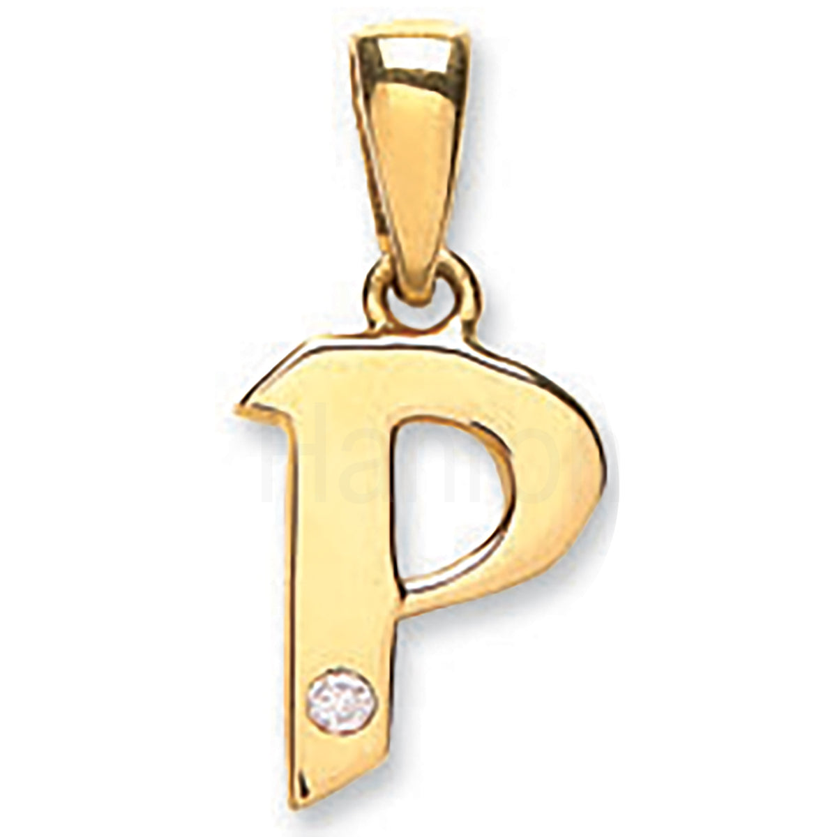 9ct Yellow Gold 0.01ct Diamond P Initial