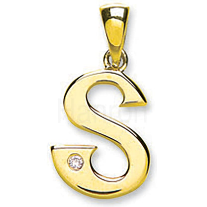 9ct Yellow Gold 0.01ct Diamond S Initial
