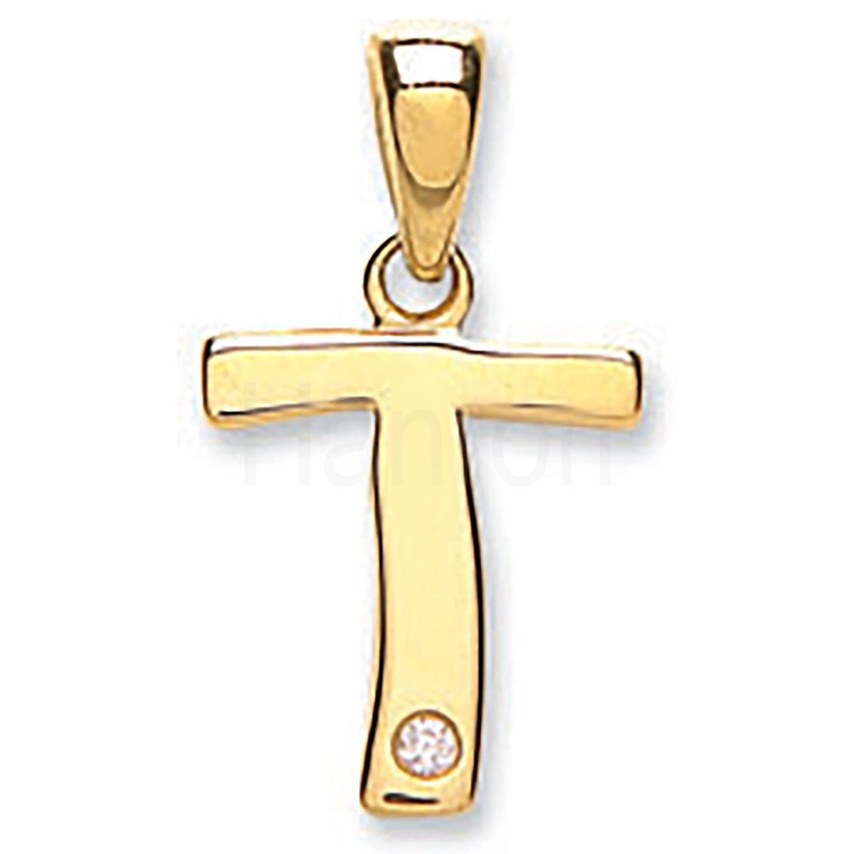 9ct Yellow Gold 0.01ct Diamond T Initial