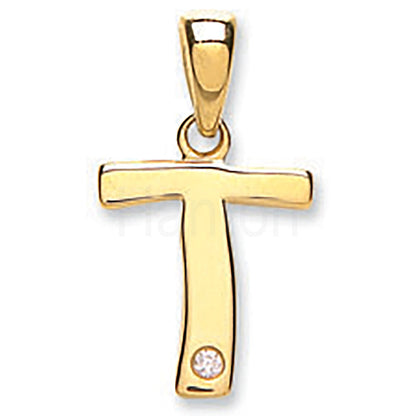 9ct Yellow Gold 0.01ct Diamond T Initial