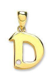 9ct Yellow Gold 0.01ct Diamond D Initial