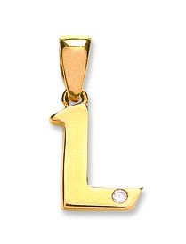 9ct Yellow Gold 0.01ct Diamond L Initial