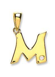 9ct Yellow Gold 0.01ct Diamond M Initial
