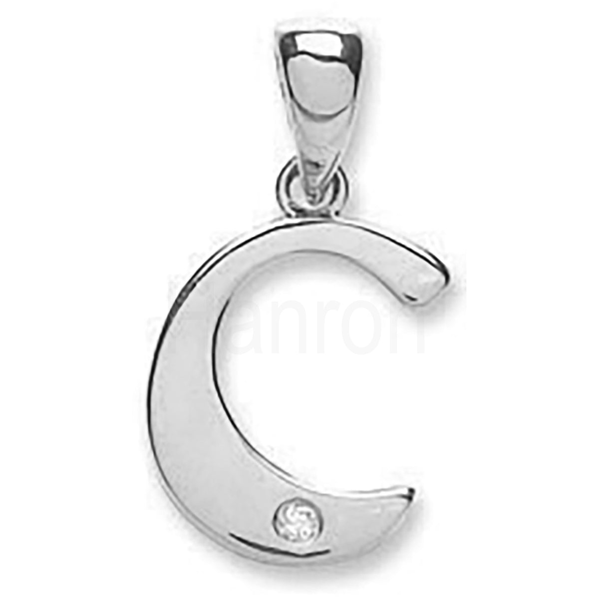 9ct White Gold 0.01ct Diamond C Initial