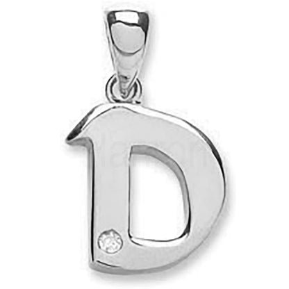 9ct White Gold 0.01ct Diamond D Initial