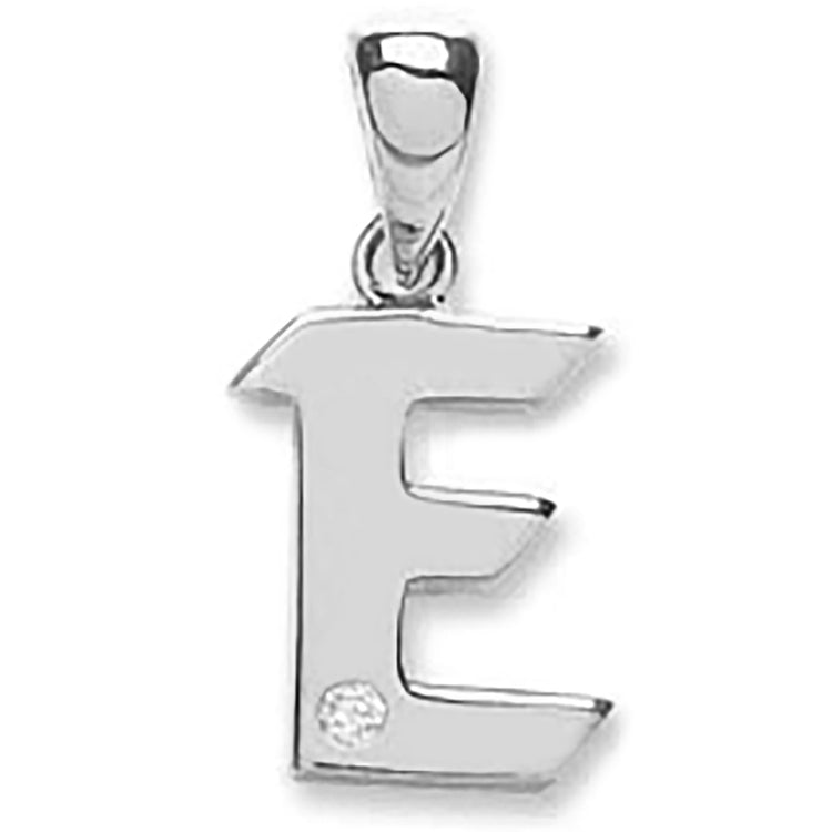 9ct White Gold 0.01ct Diamond E Initial