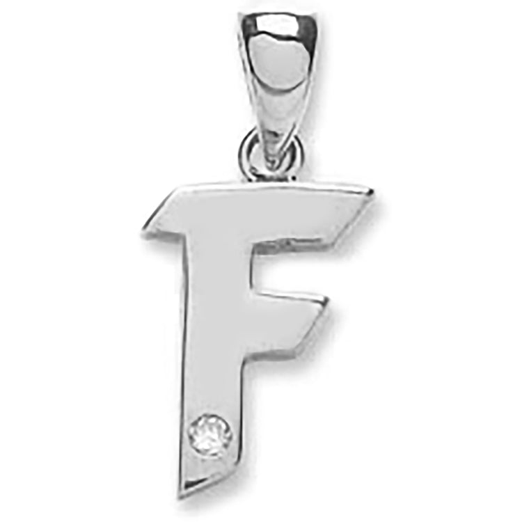 9ct White Gold 0.01ct Diamond F Initial