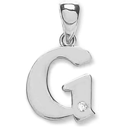 9ct White Gold 0.01ct Diamond G Initial