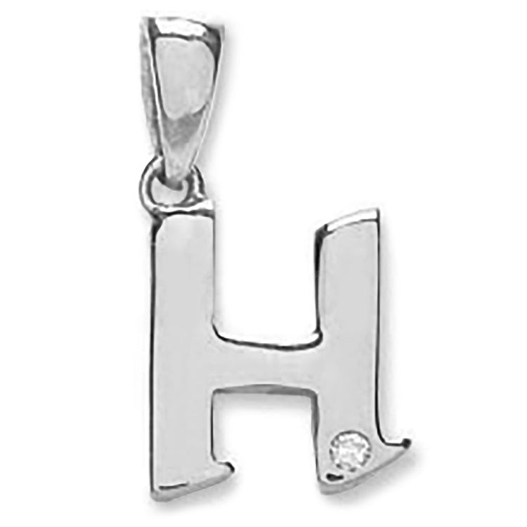 9ct White Gold 0.01ct Diamond H Initial