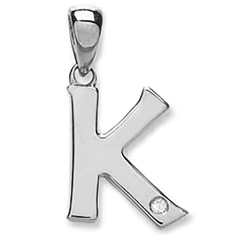 9ct White Gold 0.01ct Diamond K Initial