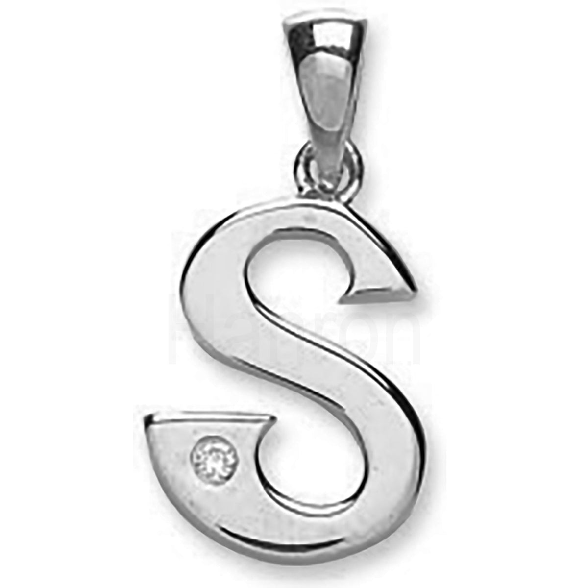 9ct White Gold 0.01ct Diamond S Initial