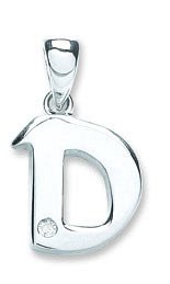9ct White Gold 0.01ct Diamond D Initial